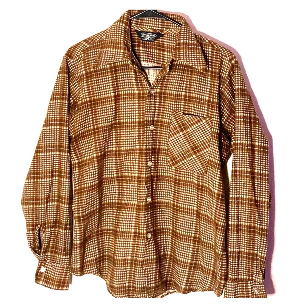 Brown and white vintage plaid shirt